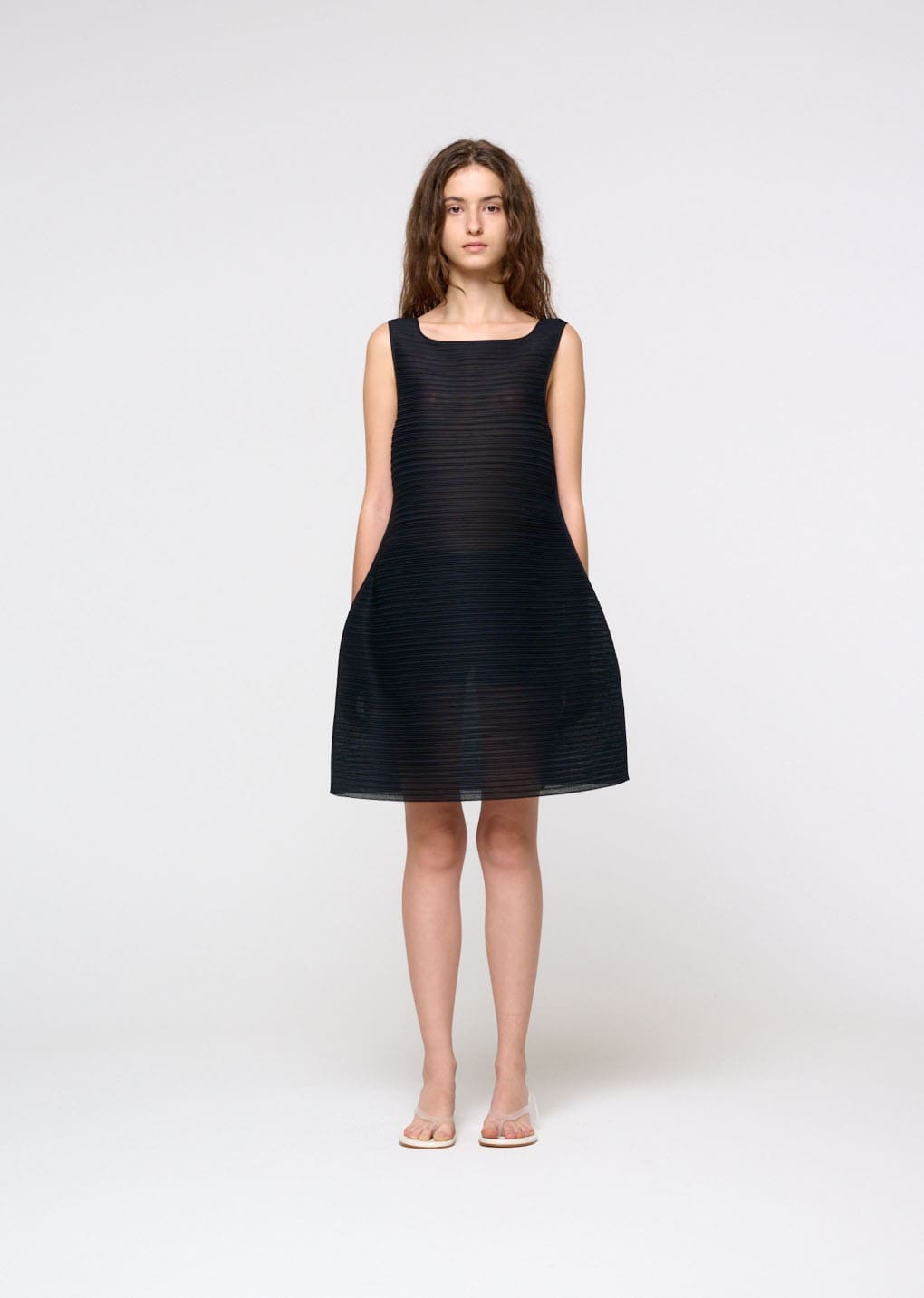 pleats hourglass mini dress, black hover