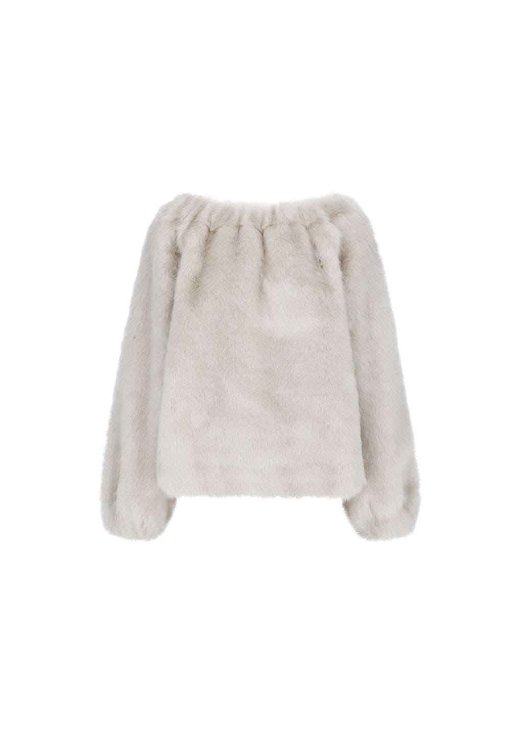 shearing off shoulder top, ivory