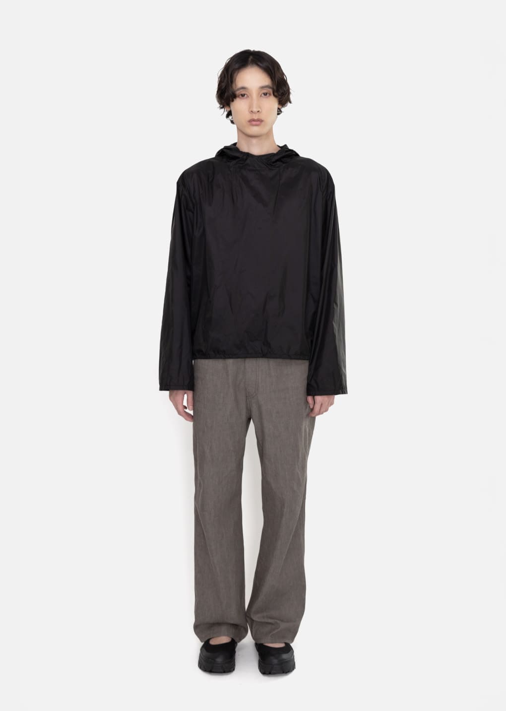 sheer hoodie anorak, black hover