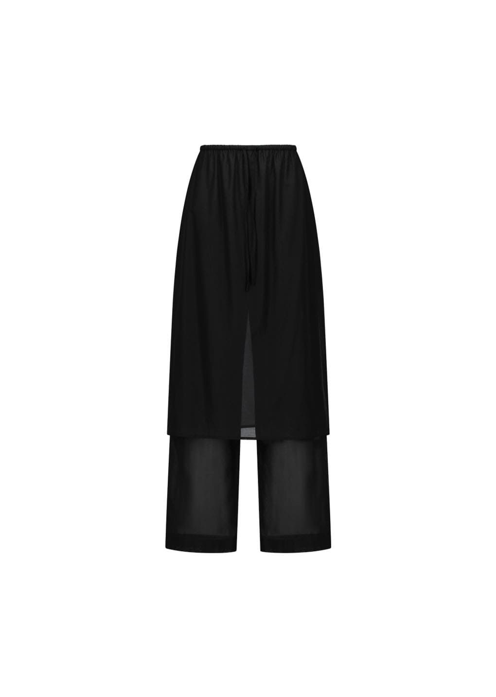 sheer layered pants, black