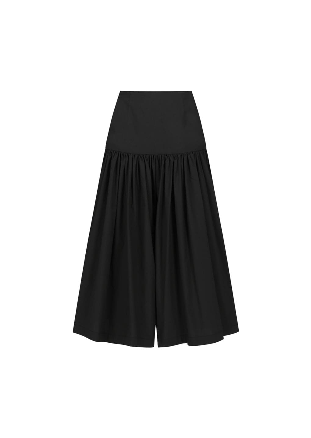 shirring culotte pants, black