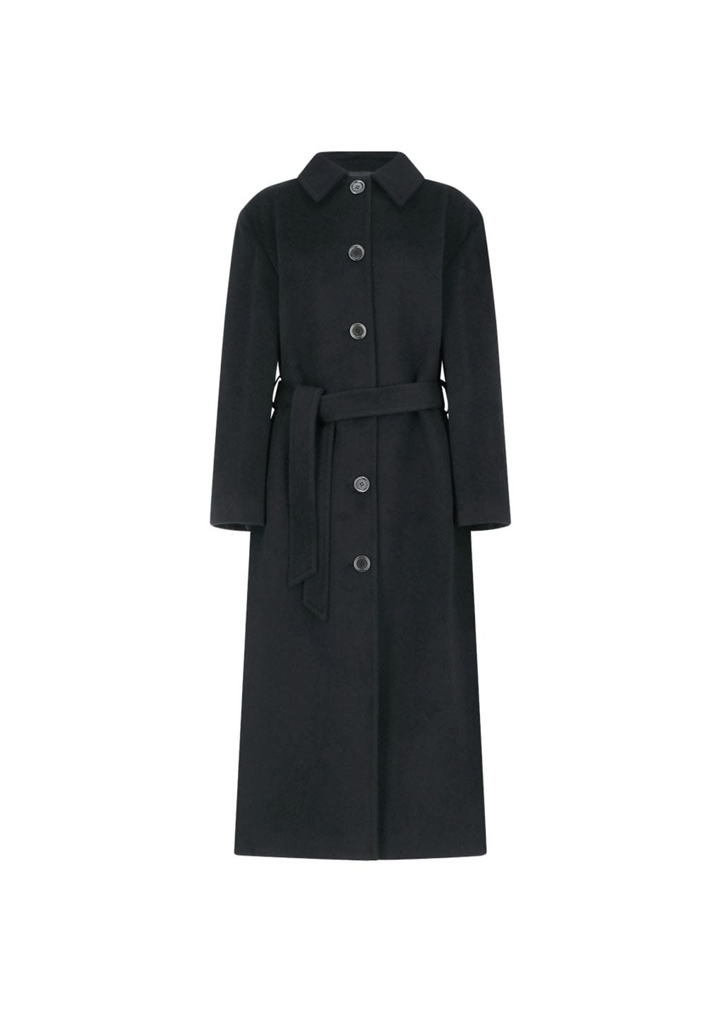 single breasted maxi long coat, black