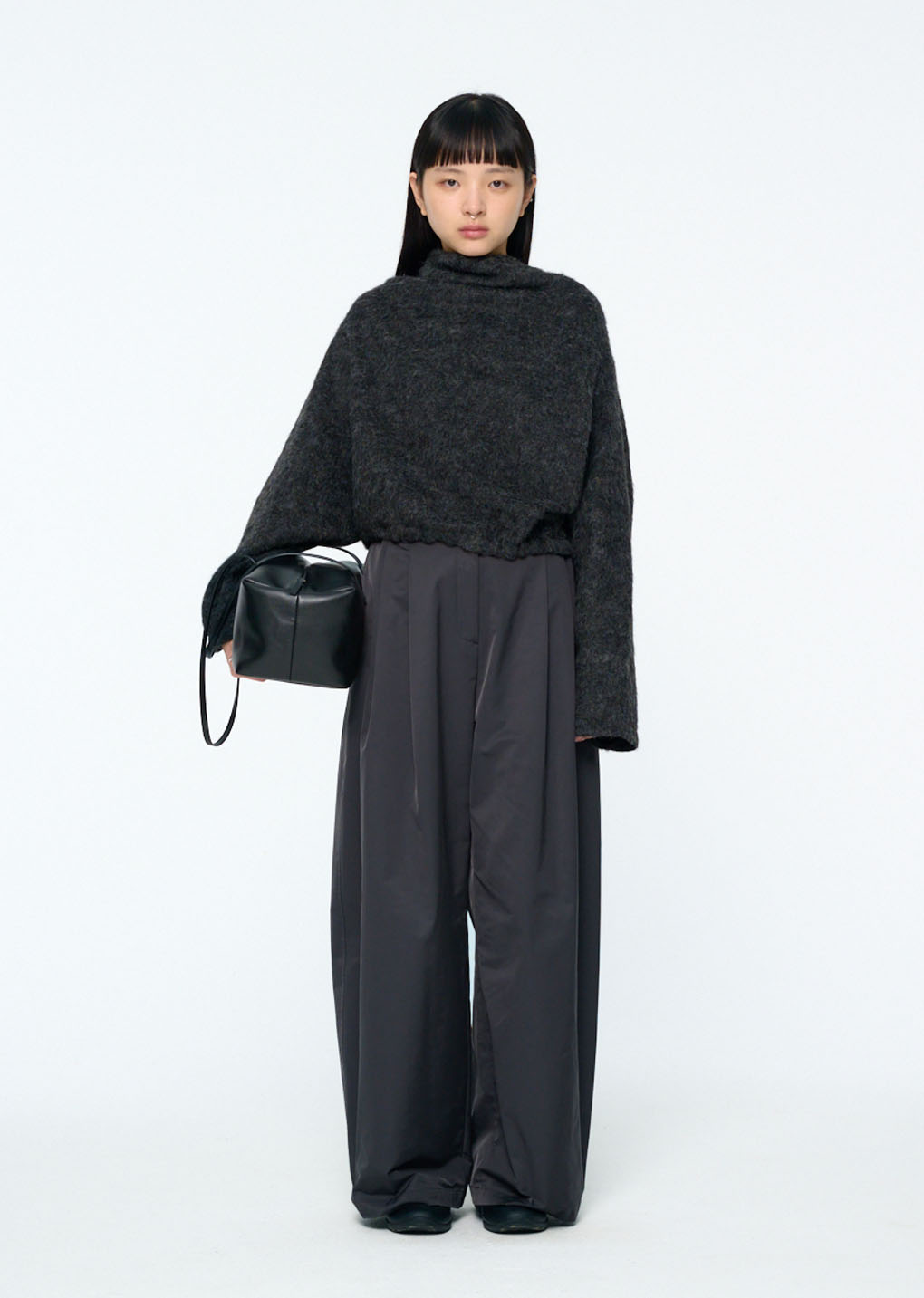 two tuck balloon pants, charcoal hover