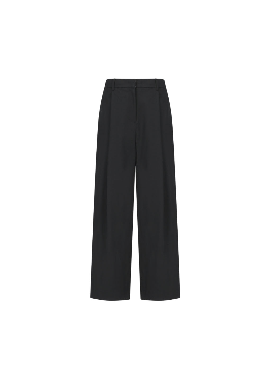 wide tuck pants, black
