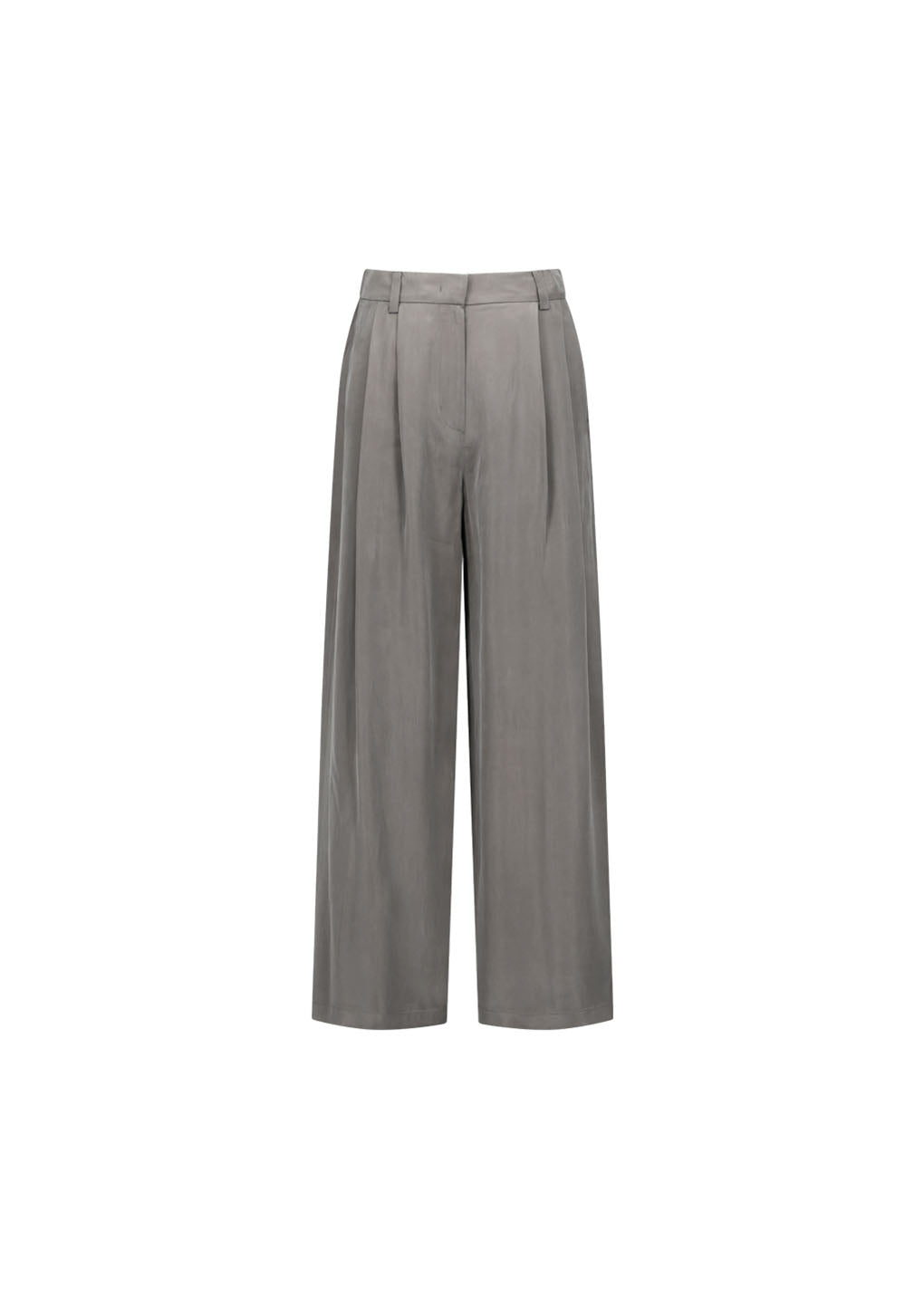 women's cupro two tuck wide pants, grey