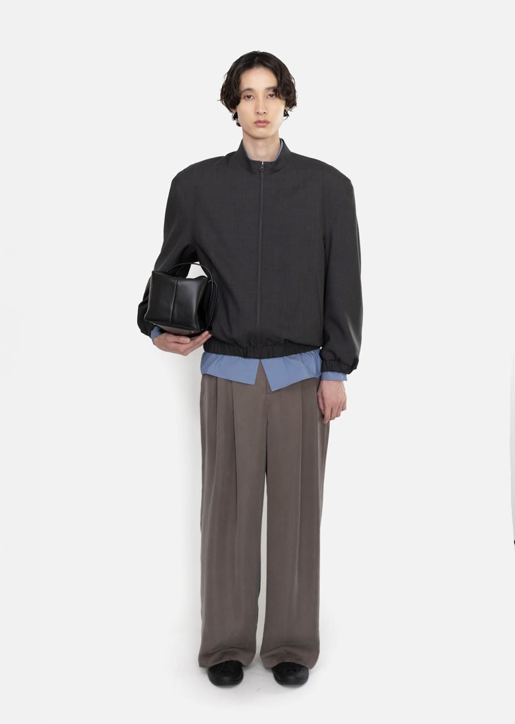 wool oversize blouson, charcoal hover