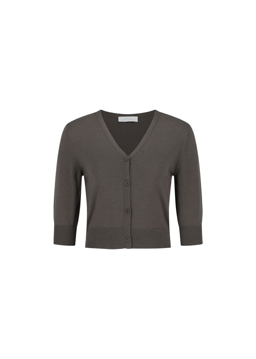 wool v-neck crop cardigan, brown
