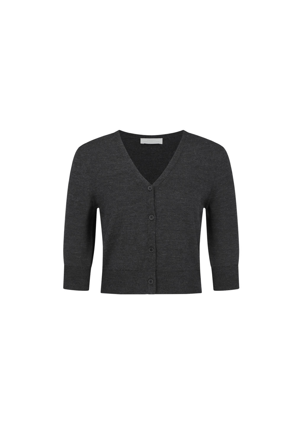 wool v-neck crop cardigan, charcoal