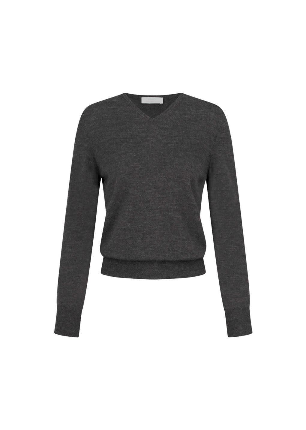wool v-neck knit, charcoal