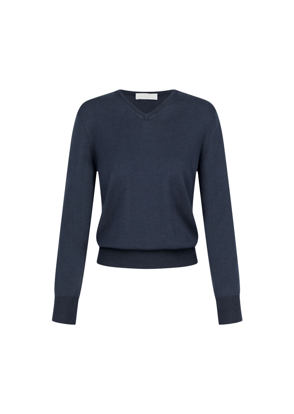 wool v-neck knit, navy