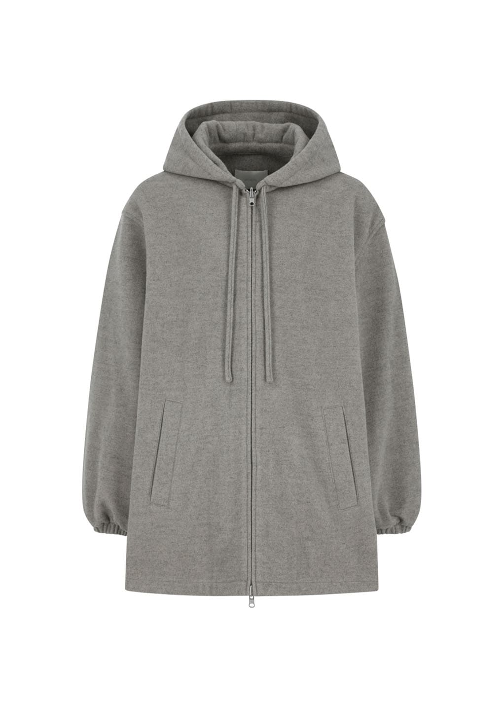 wool zip up poncho, grey